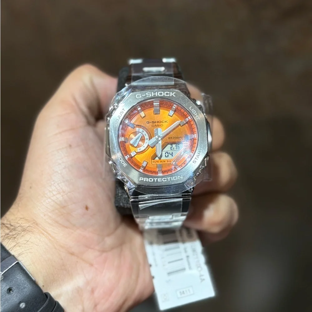 Casio G-Shock Vibrant Orange and Silver Watch - Picture 3 of 11